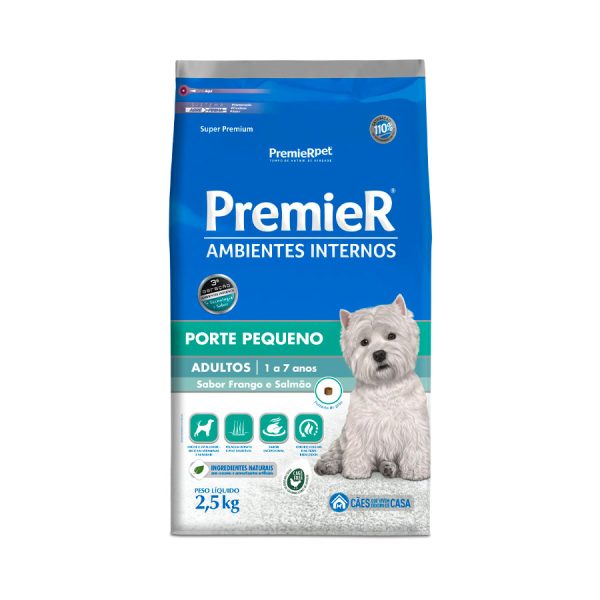 PremieR Ambientes Internos Cães Adultos Porte Pequeno Frango e Salmão 2,5 Kg