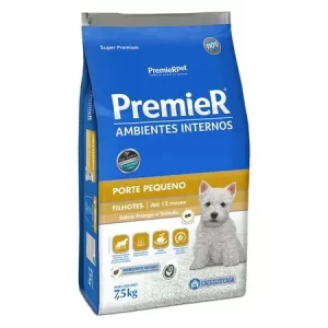 PremieR Ambientes Internos Cães Filhotes Porte Pequeno Frango e Salmão 7,5 Kg