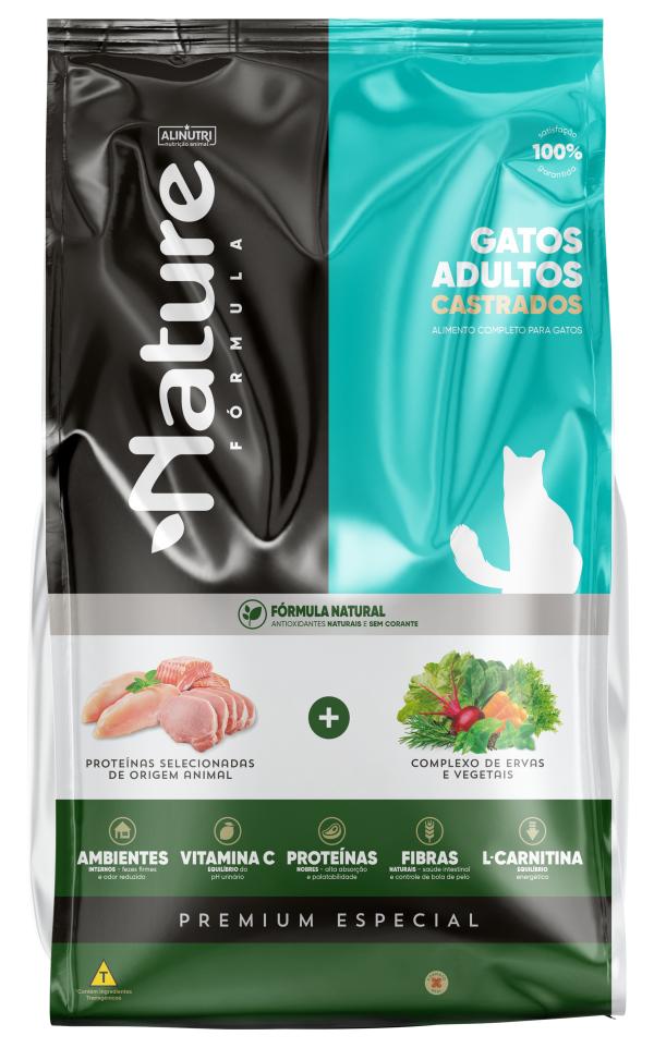 Alinutri Nature Fórmula Premium Especial Gatos Adultos Castrados 10 Kg