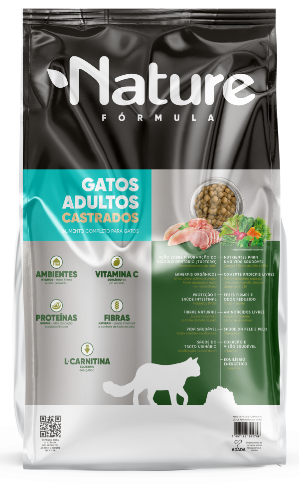 Alinutri Nature Fórmula Premium Especial Gatos Adultos Castrados 10 Kg - Imagem 3
