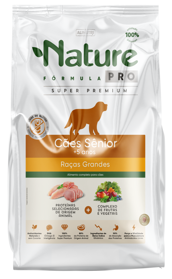 Alinutri Nature Fórmula PRO SENIOR +5 Cães Raças Grandes 15 Kg