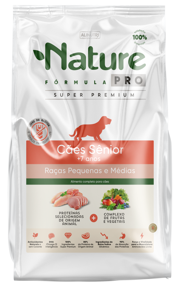 Alinutri Nature Fórmula PRO SENIOR +7 Cães Raças Pequenas e Médias 12 Kg