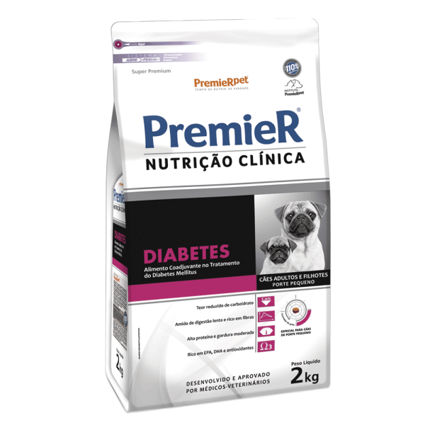 PremieR Nutrição Clínica Cães Adultos e Filhotes Porte Pequeno Diabetes 2 Kg