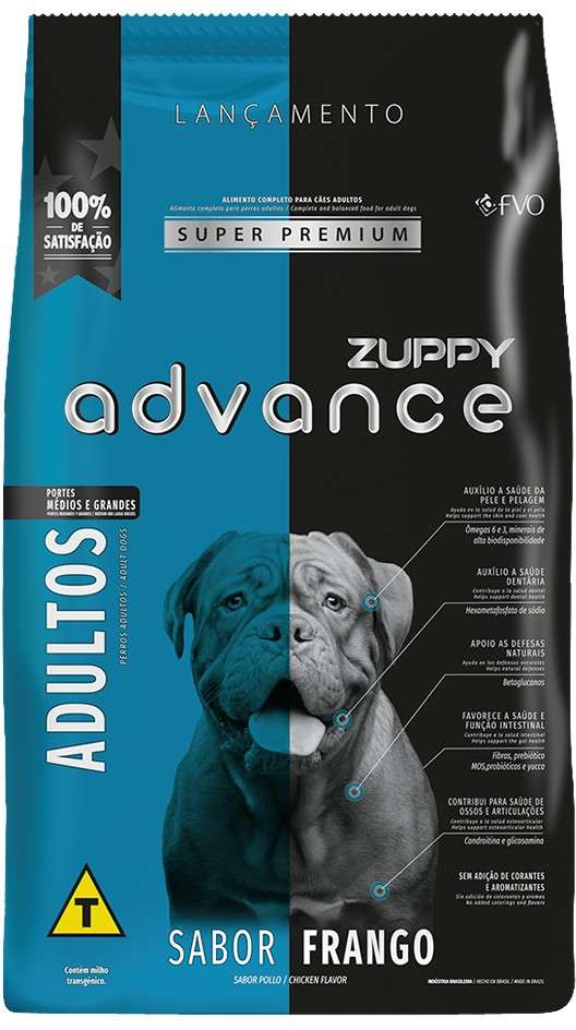 Zuppy Advance Cães Porte Médio e Grande Adultos Frango 15 Kg