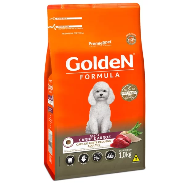 GoldeN Formula Cães Adultos Porte Pequeno Carne e Arroz 1 Kg