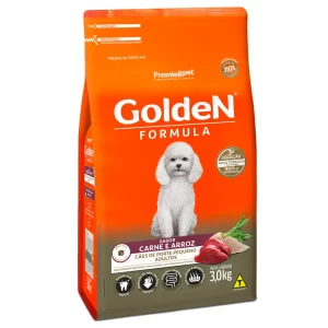 GoldeN Formula Cães Adultos Porte Pequeno Carne e Arroz 3 Kg