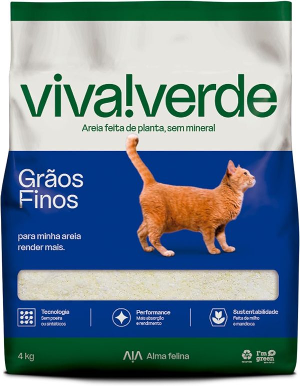 Areia Higiênica Viva Verde Grãos Finos 4 Kg