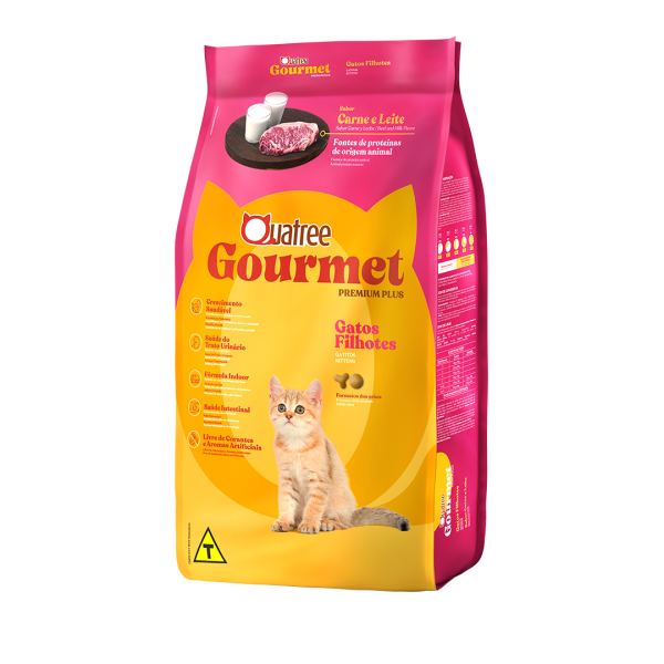 Quatree Gourmet Gatos Filhotes Carne e Leite 10 Kg