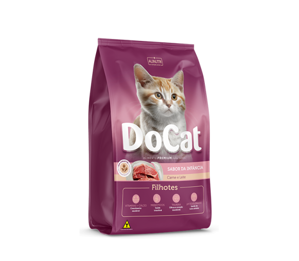 Docat Gatos Filhotes Carne e Leite 1 Kg