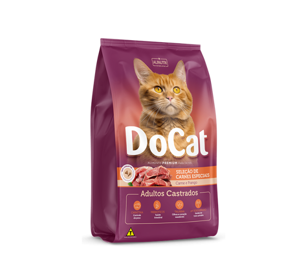 Docat Gatos Adultos Castrados Carne e Frango GRANEL
