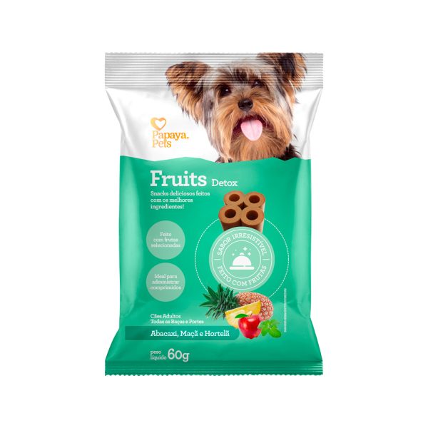 Snacks Detox Fruits Papaya Pets Abacaxi, Maçã e Hortelã 60g