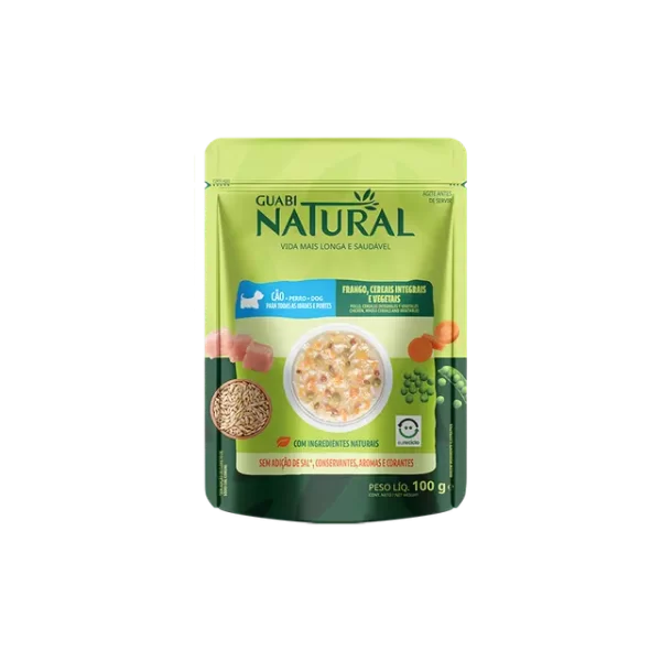 Sachê Guabi Natural Cão Adulto Frango, Cereais Integrais e Vegetais 100g