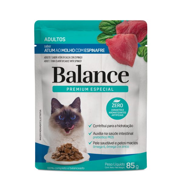 Sachê Balance Sabor Atum ao Molho com Espinafre Gatos Adultos