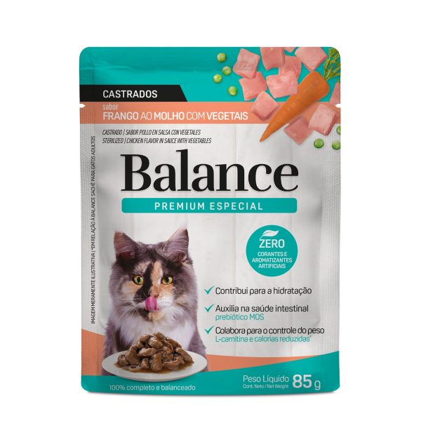 Sachê Balance Sabor Frango ao Molho com Vegetais Gatos Castrados