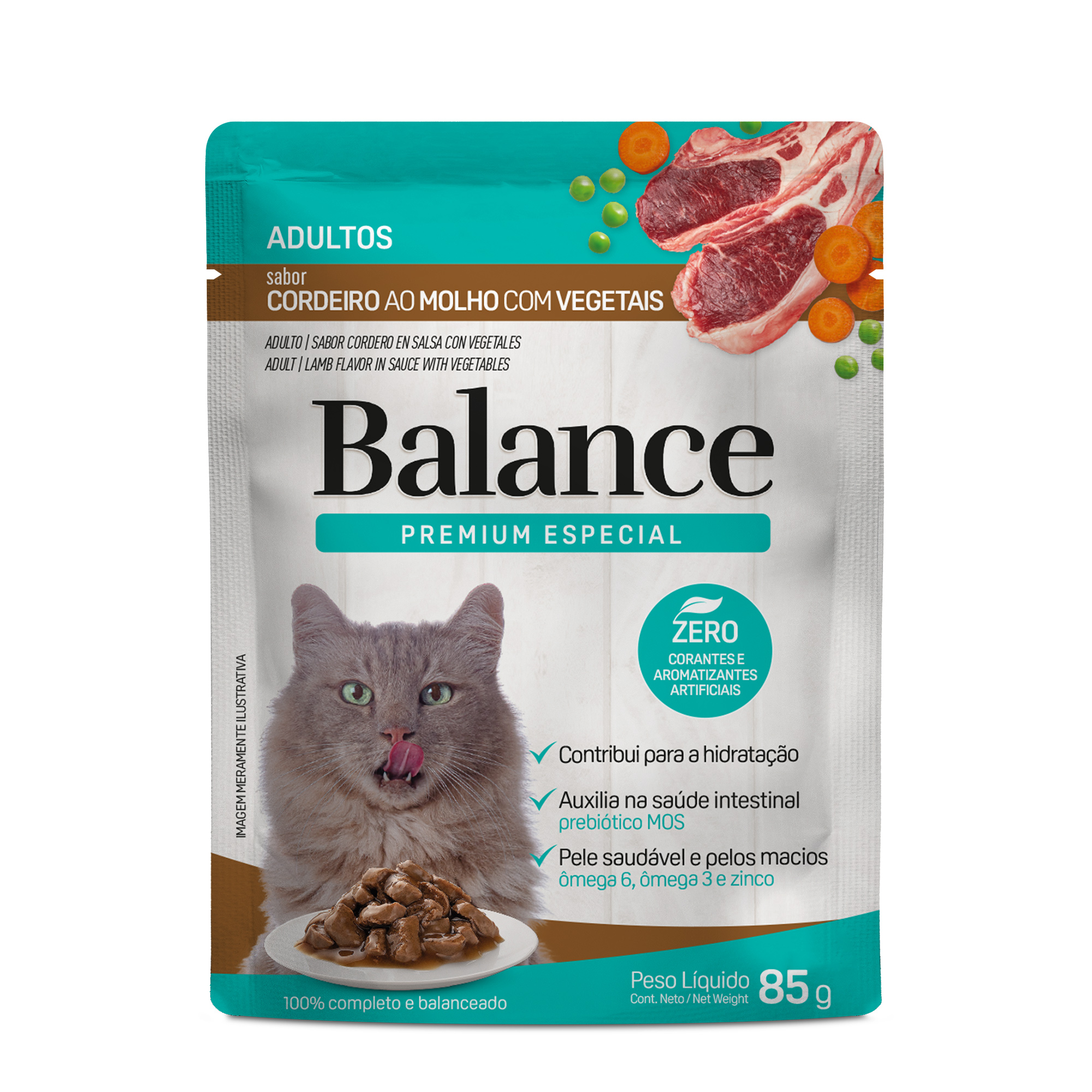 Sachê Balance Sabor Cordeiro ao Molho com Vegetais Gatos Adultos