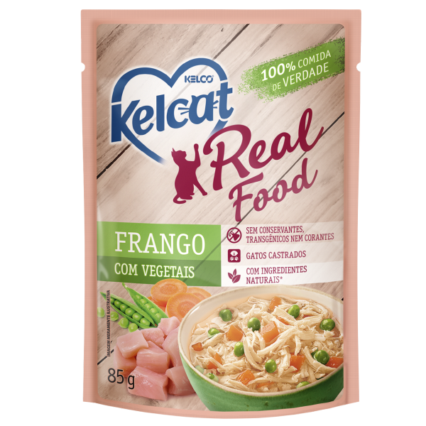 Sachê Kelcat Real Food Frango com Vegetais 85g