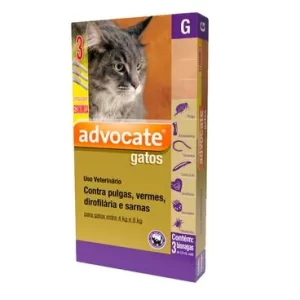 Antipulgas Advocate Gatos 4 até 8kg 3 pipetas
