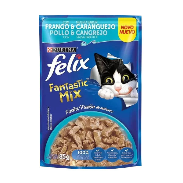 Sachê Fantastic Mix Adultos Frango e molho sabor Caranguejo