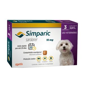 Simparic 10 mg Para Cães de 2,6 a 5 KG Com 3 Comprimidos