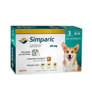 Simparic 40 mg Para Cães de 10,1 a 20 KG Com 3 Comprimidos