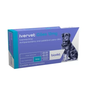 Antiparasitário Ivervet Cães 12mg Para Cães Até 60 Kg